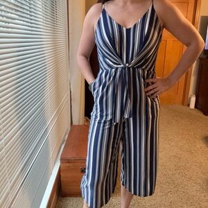 Striped Blue and White Jumpsuit